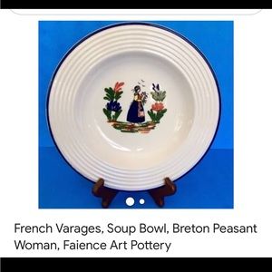 Varages Soup Bowls. Made in the south of France. Decorative bowls  6 hand pt.